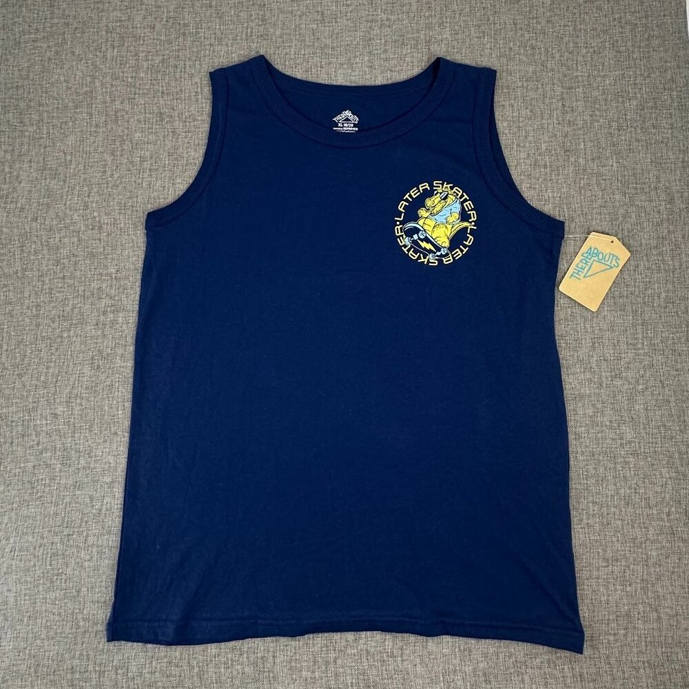 NEW Juniors ThereAbouts Shirt Blue XL 18/20 "Later Skater" Alligator‎ Cotton Ble